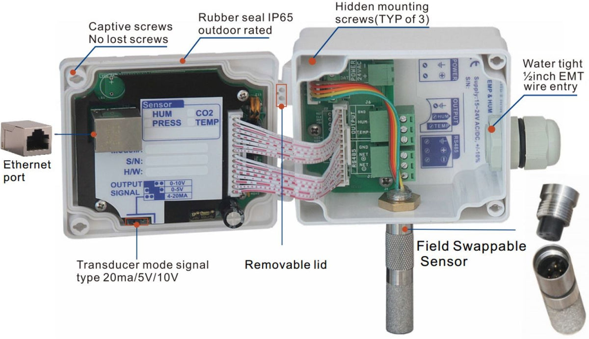 MBus_WTH_LCD_ETH: ModbusTCP / ModbusRTU Wall Temp/Humidity Sensor